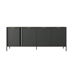 Lars Large Wooden 4 Door Sideboard in Anthracite & Gold - 203cm - Furniture One Shop