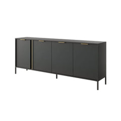 Lars Large Wooden 4 Door Sideboard in Anthracite & Gold - 203cm - Furniture One Shop