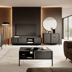 Lars Wooden Coffee Table in Anthracite & Gold - Furniture One Shop