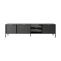 Lars Large Wooden TV Stand in Anthracite and Gold - 203cm - Furniture One Shop