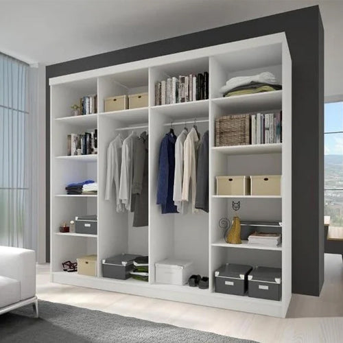 Multi 35 Wooden Wardrobe 233cm With 2 Sliding Doors In Matt White - Furniture One Shop