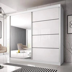 Multi 35 Wooden Wardrobe 233cm With 2 Sliding Doors In Matt White - Furniture One Shop