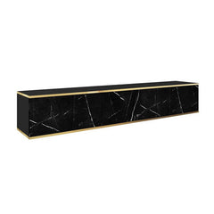 Oro Floating TV Cabinet in Black Marble Effect- 175cm - Furniture One Shop