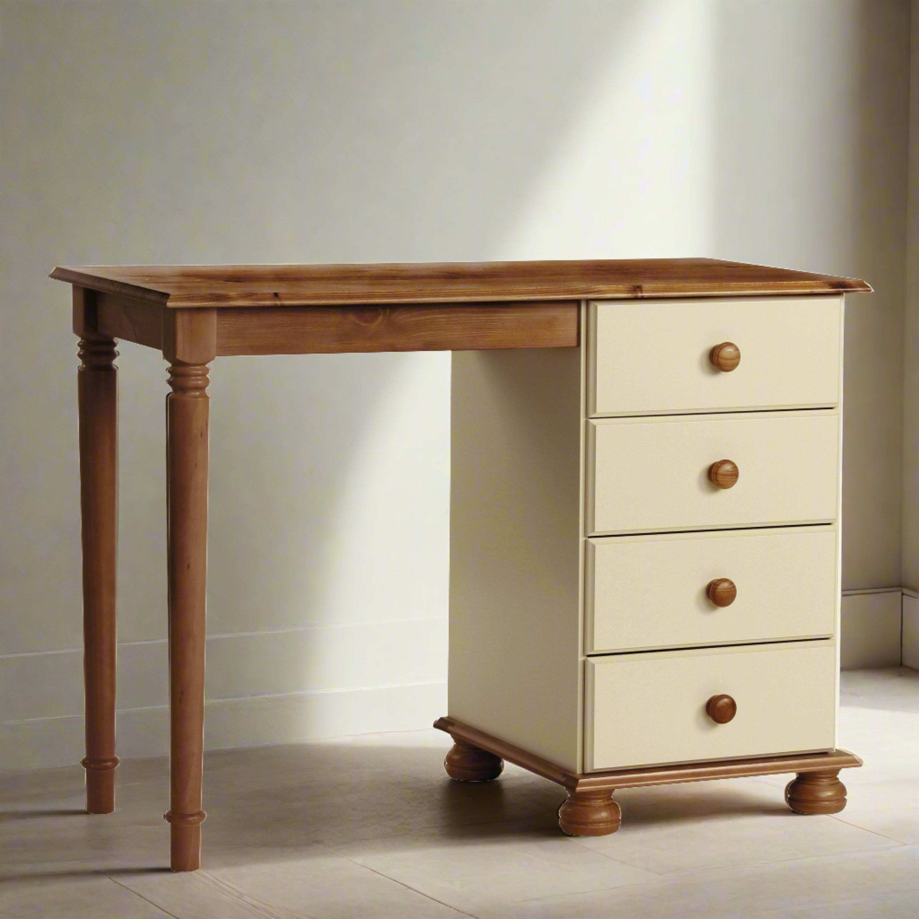 Copenhagen Single Dressing Table in Cream/Pine