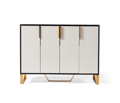Amal Ribbed Sideboard in Black, White & Gold