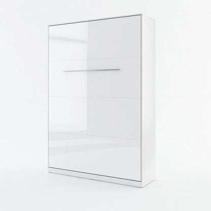 CP-01 Vertical Wooden Wall Double Bed in Gloss White 140cm
