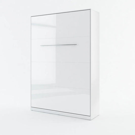 CP-01 Vertical Wooden Wall Double Bed in Gloss White 140cm