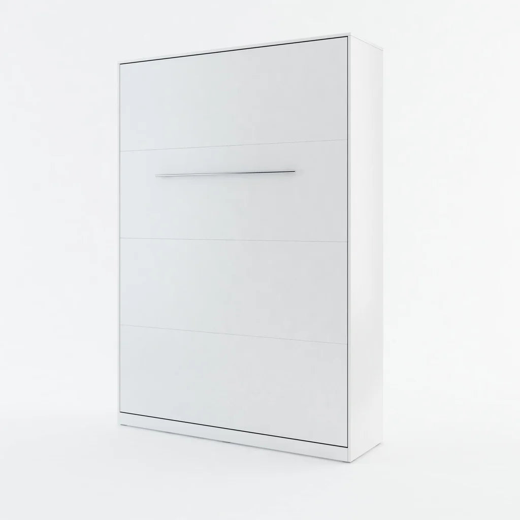 CP-01 Vertical Wooden Wall Double Bed in Matt White 140cm