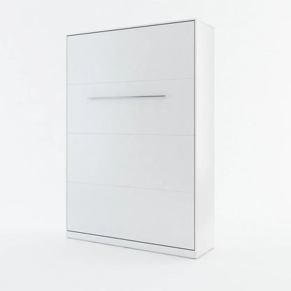 CP-01 Vertical Wooden Wall Double Bed in Matt White 140cm