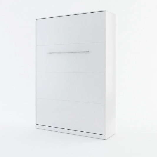 CP-01 Vertical Wooden Wall Double Bed in Matt White 140cm