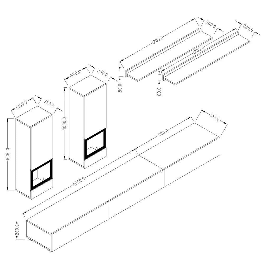 Baros Wooden TV Entertainment Unit in White High Gloss