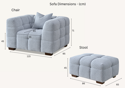 Aluxo Tribeca Footstool in Pearl Boucle Fabric