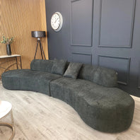 Miami Curved Cinema Boucle Sofa in Black - Furniture One Shop