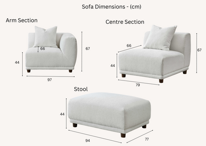 Aluxo Lottie Modular Footstool in Polar Boucle