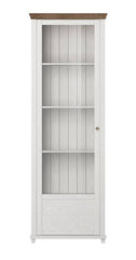 Evora Tall Narrow Left Handed Wooden Display Cabinet Abisko Ash and Oak Lefkas - 71cm