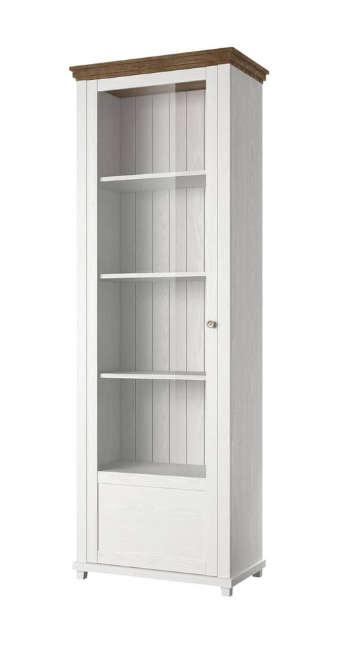 Evora Tall Narrow Left Handed Wooden Display Cabinet Abisko Ash and Oak Lefkas - 71cm