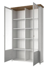 Evora Tall Wooden 2 Door Display Cabinet and Oak Lefkas - 126cm - Furniture One Shop
