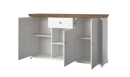 Evora Wooden 3 Door 1 Drawer Sideboard in Abisko Ash  and Oak Lefkas - 160cm