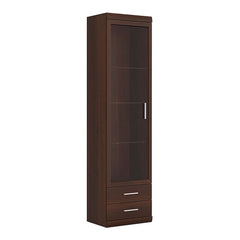 Imperial Tall Glazed 1 Door 2 Drawer Narrow Cabinet in Dark Mahogany Melamine - Furniture One Shop