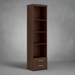 Imperial Tall 2 Drawer Narrow Cabinet with Open Shelving in Dark Mahogany Melamine - Furniture One Shop
