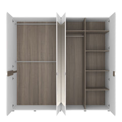 Chelsea 4 Door Wardrobe with Mirrors in White with an Truffle Oak Trim - Furniture One Shop