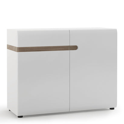 Chelsea Living 1 drawer 2 door sideboard in white with an Truffle Oak Trim - Furniture One Shop