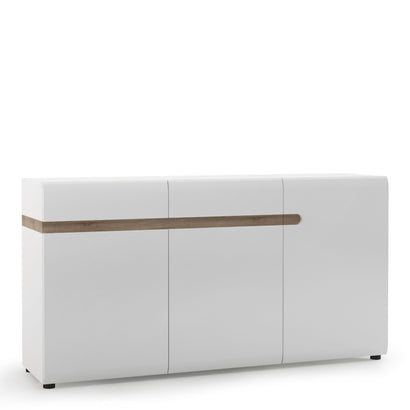 Chelsea Wooden 2 Drawer 3 Door Sideboard in White with a Truffle Oak Trim - Furniture One Shop