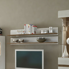 Chelsea Living Wall Shelf in white with an Truffle Oak Trim - Furniture One Shop