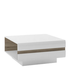 Chelsea Wooden Small Coffee Table in White with Truffle Oak Trim - Furniture One Shop