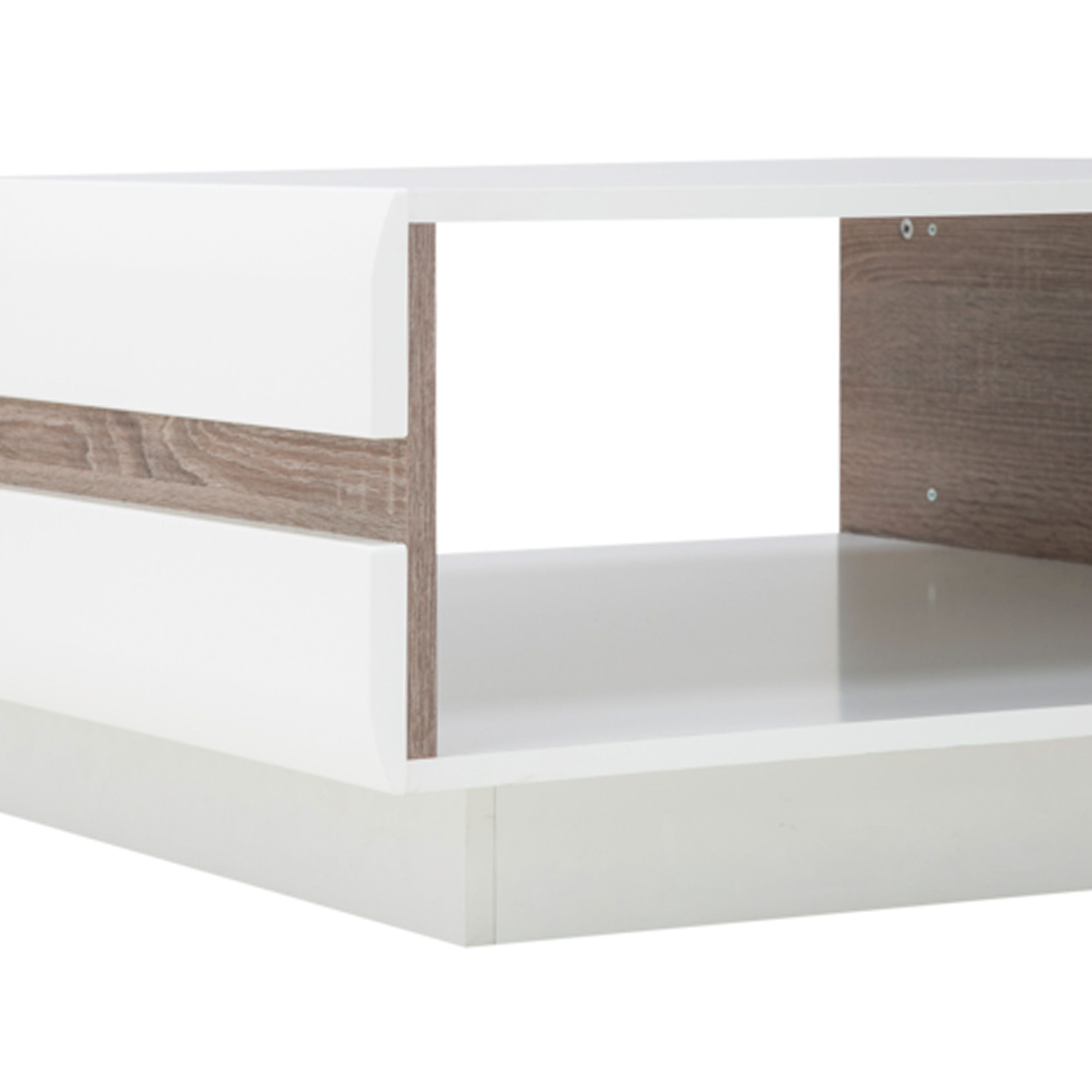 Chelsea Wooden Small Coffee Table in White with Truffle Oak Trim