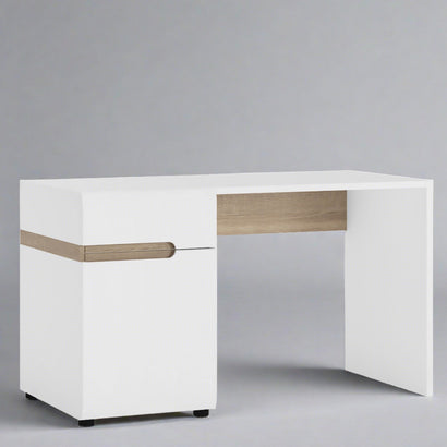 Chelsea Wooden Desk/Dressing Table in White with Truffle Oak Trim - Furniture One Shop