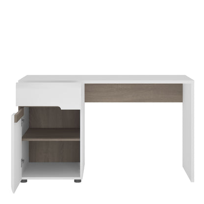 Chelsea Wooden Desk/Dressing Table in White with Truffle Oak Trim