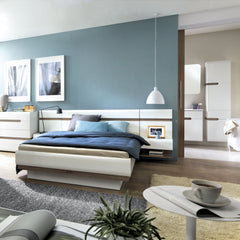 Chelsea Bedroom Bedside Extension for bed in white with an Truffle Oak Trim - Furniture One Shop
