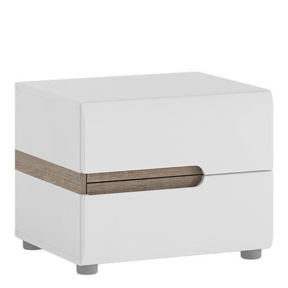 Chelsea Wooden 2 Drawer Bedside in White with Truffle Oak Trim - Furniture One Shop