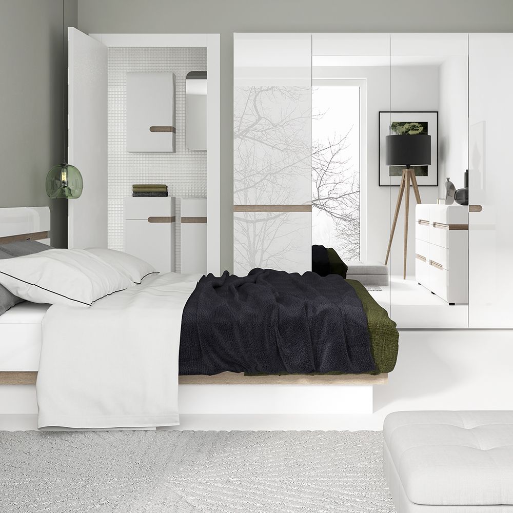 Chelsea Bedroom Desk/Dressing table in white with an Truffle Oak Trim