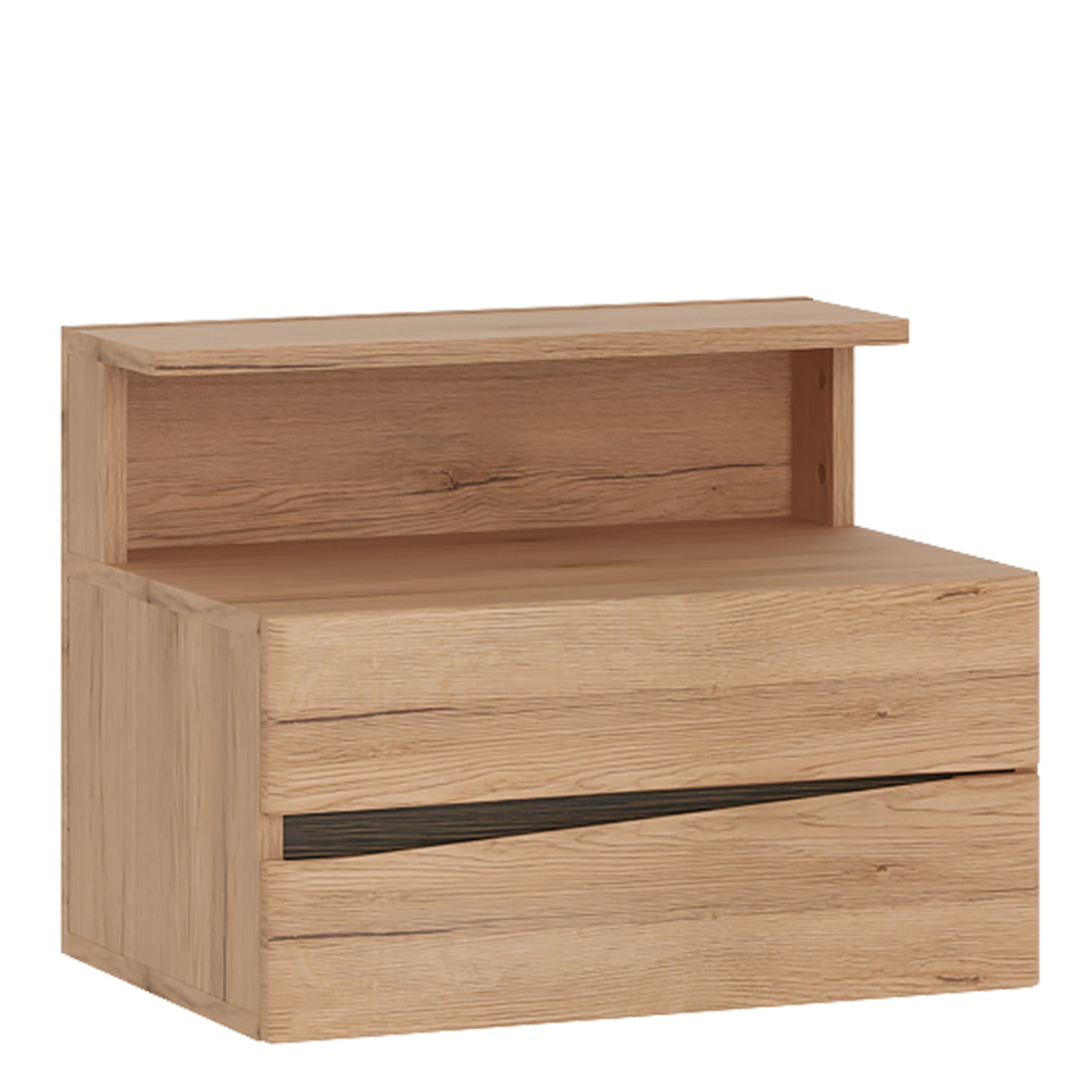 Kensington 2 Drawer Bedside Cabinet RH Drawer (wall fixing) in Oak