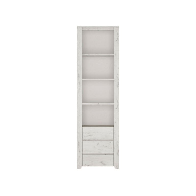 Angel Tall Narrow 4 Shelves 3 Drawers Bookcase