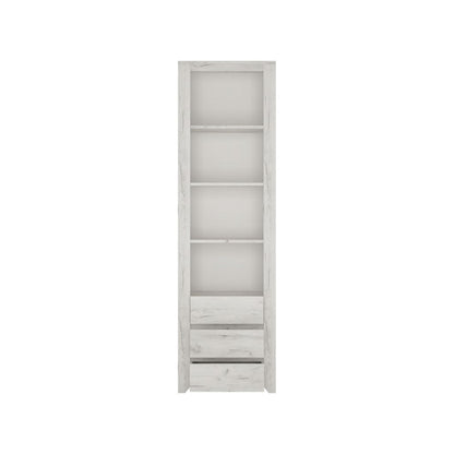 Angel Tall Narrow 4 Shelves 3 Drawers Bookcase