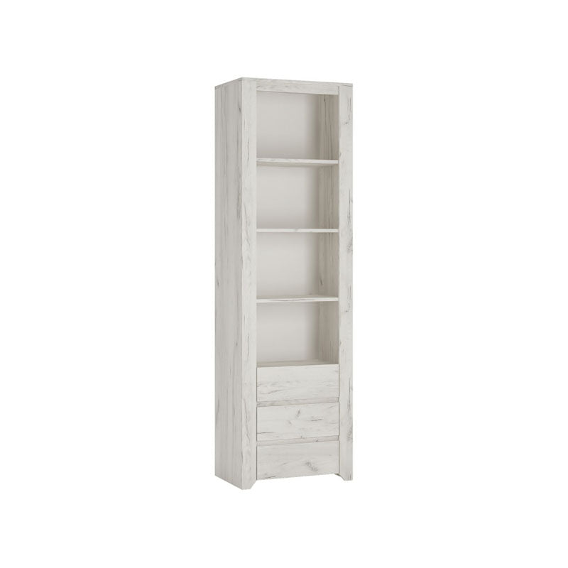 Angel Tall Narrow 4 Shelves 3 Drawers Bookcase