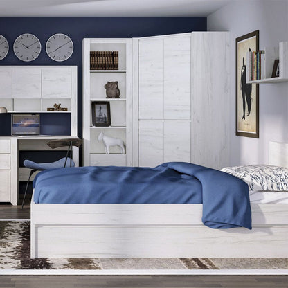 Angel Tall Narrow 4 Shelves 3 Drawers Bookcase