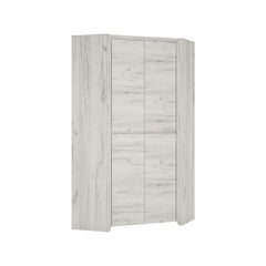 Angel Corner Wardrobe in White Crafted Oak Melamine - Furniture One Shop