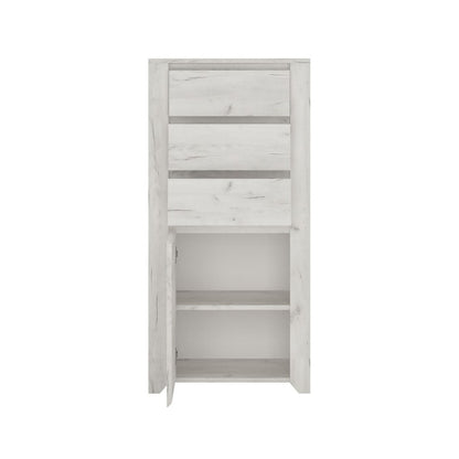 Angel Wooden Narrow 1 Door 3 Drawers Chest of Drawers