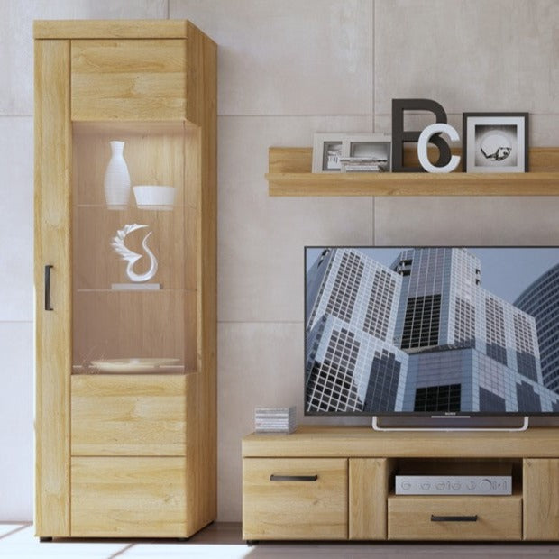 Cortina Tall Right Handed Display Cabinet in Grandson Oak