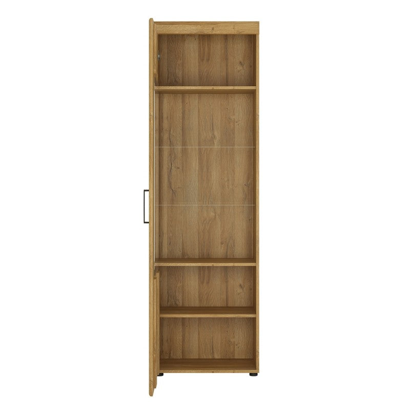 Cortina Tall Left Handed Display Cabinet in Grandson Oak