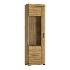 Cortina Tall Left Handed Display Cabinet in Grandson Oak - Furniture One Shop