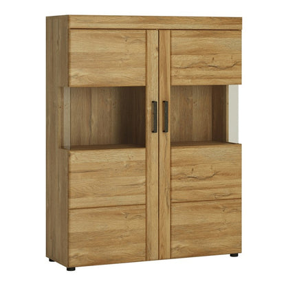 Cortina Low Wide 2 Doors Display Cabinet in Grandson Oak