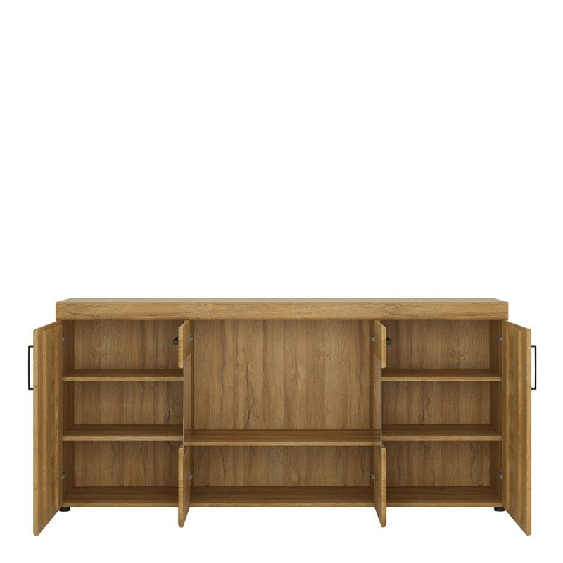 Cortina Wooden 4 Doors Wide Sideboard in Grandson Oak
