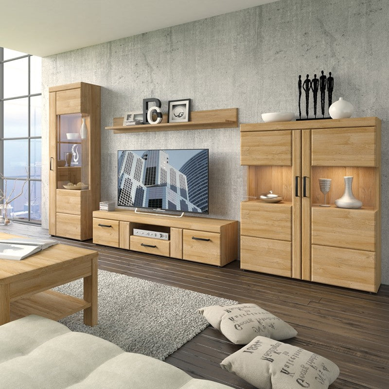 Cortina Wooden 2 Doors 1 Drawer Wide TV Stand in Grandson Oak