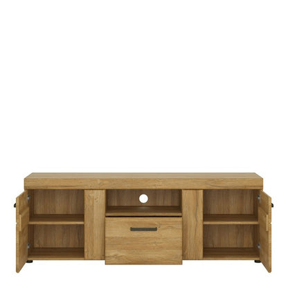 Cortina Wooden 2 Doors 1 Drawer Tall TV Stand in Grandson Oak