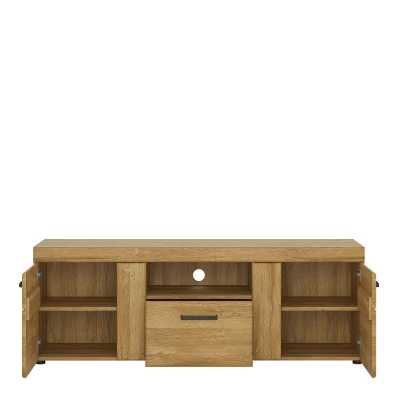 Cortina Wooden 2 Doors 1 Drawer Tall TV Stand in Grandson Oak